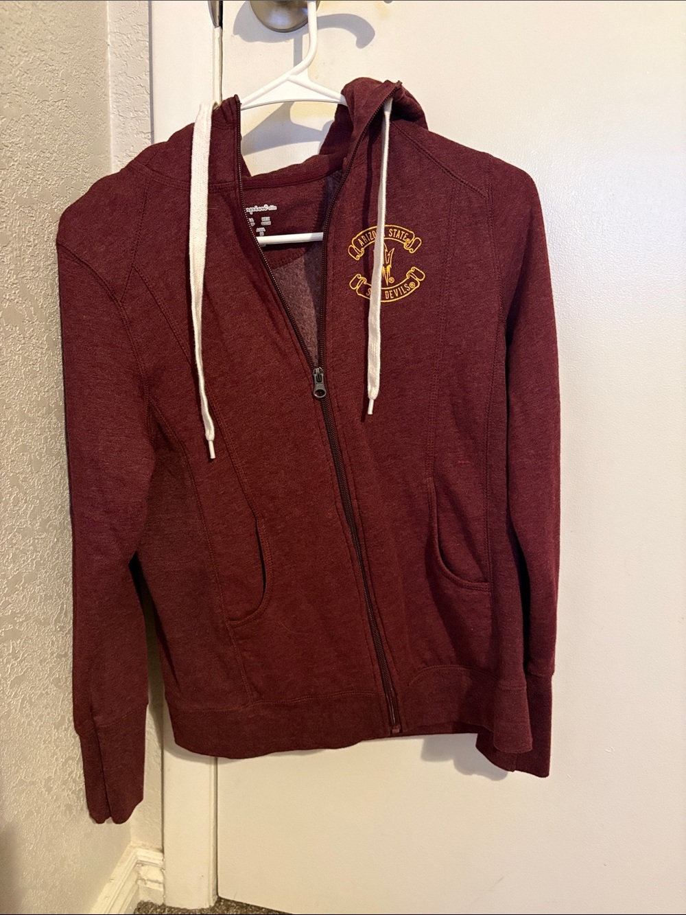 ASU Champion Maroon Hoodie with White Logo